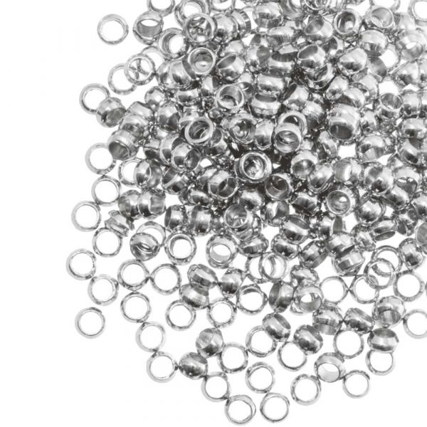 OKK001 Knijpkralen - Messing 2mm Platinakleur (+/- 2 grams) - Afbeelding 1